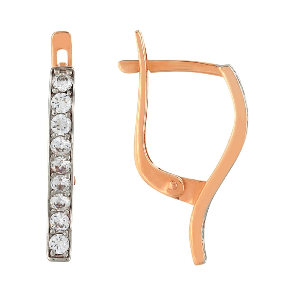 Золотые серьги с фианитами № 103134