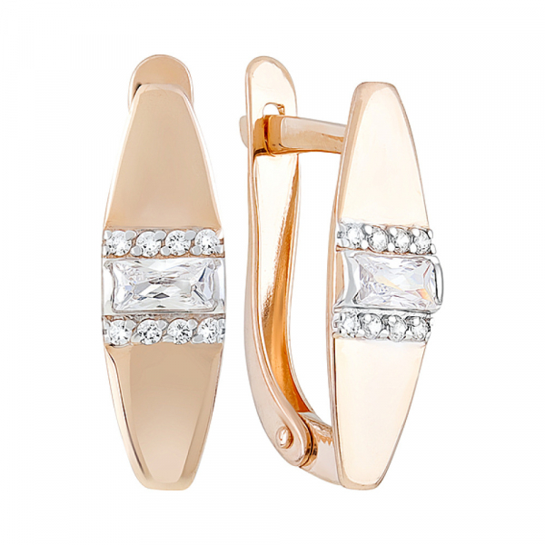 Золотые серьги с фианитами № 129083