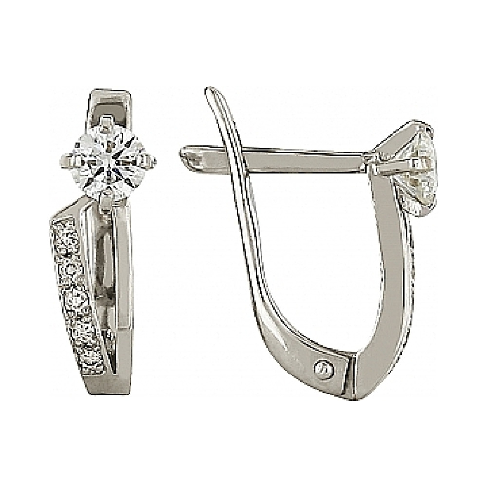 Золотые серьги с бриллиантом № 108872