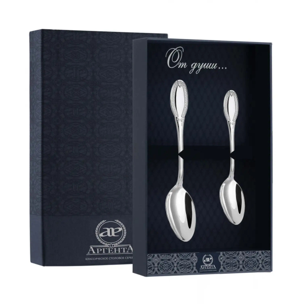 Набор столовый Император: Столовая ложка и Чайная ложка большая  из серебра 925 пробы