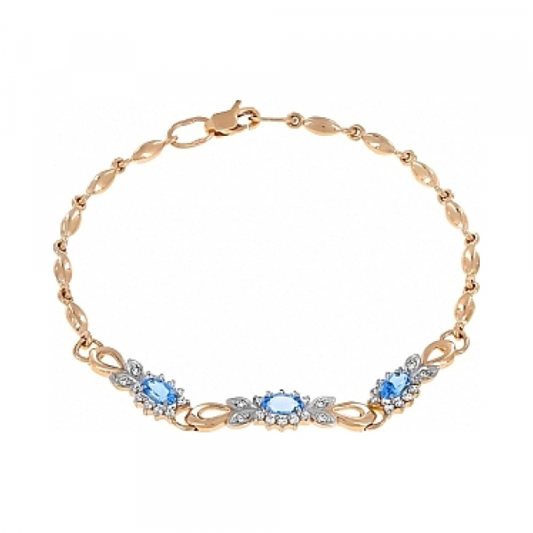 Золотой браслет с топазом и фианитом № 103735