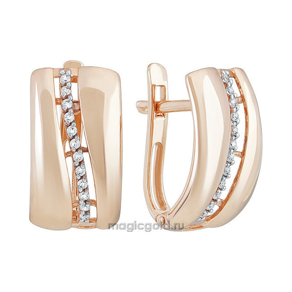 Золотые серьги с фианитом № 139380