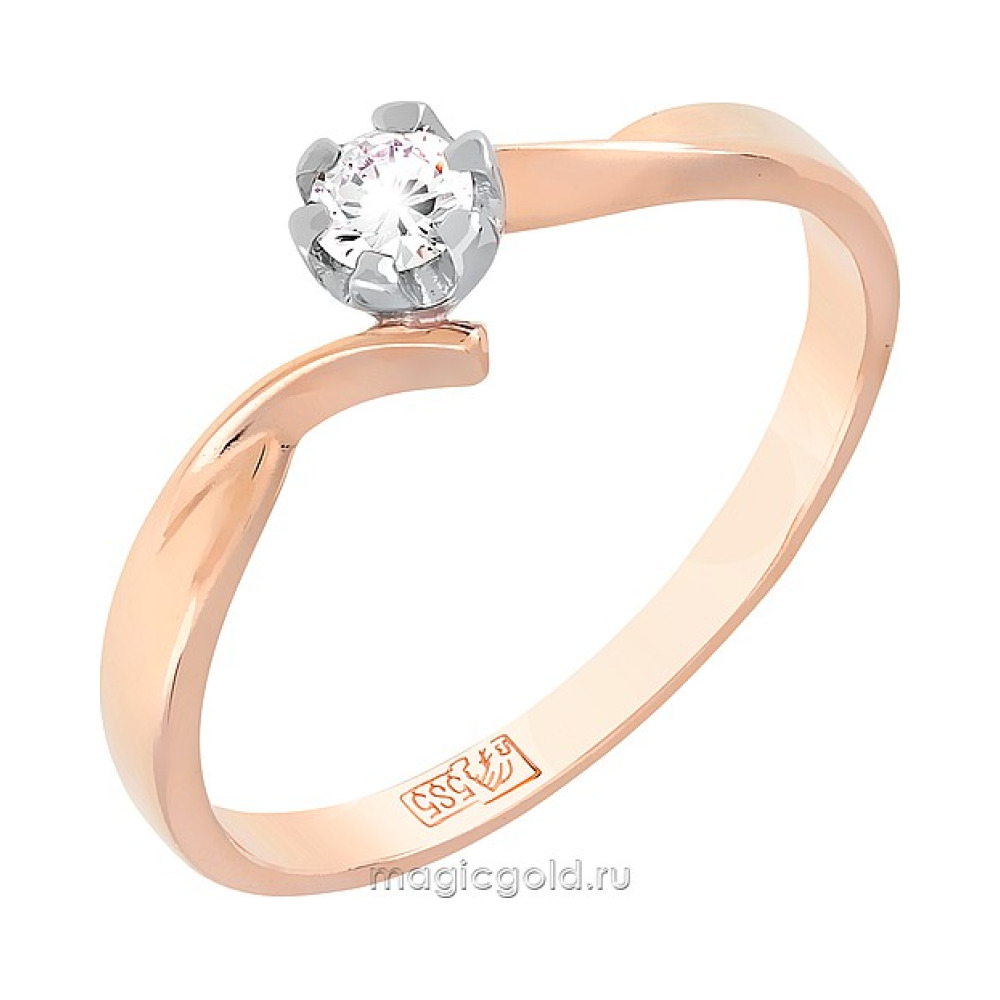 Золотое кольцо с бриллиантом № 40444