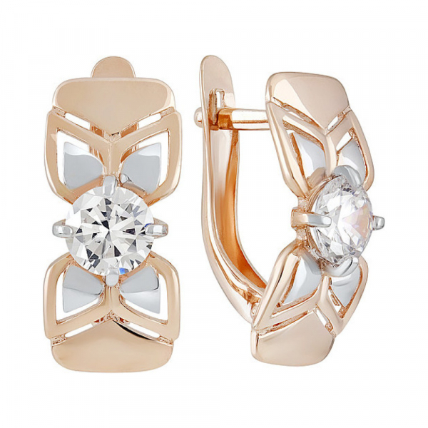 Золотые серьги с фианитом № 133463