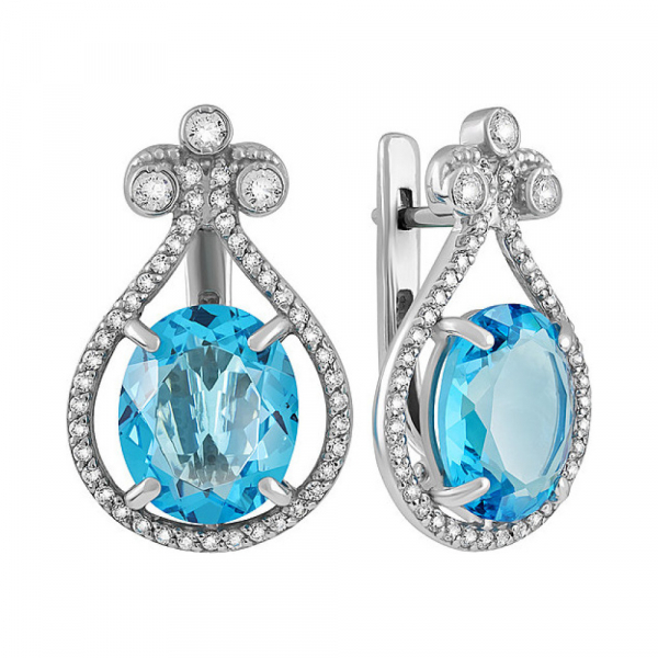 Серебряные серьги с алпанитом и фианитом № 133321