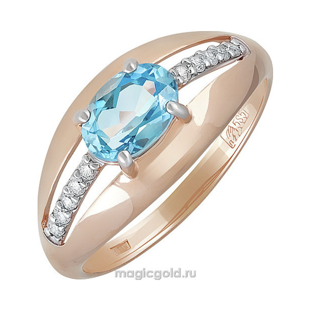Золотое кольцо с топазом и фианитом № 139734