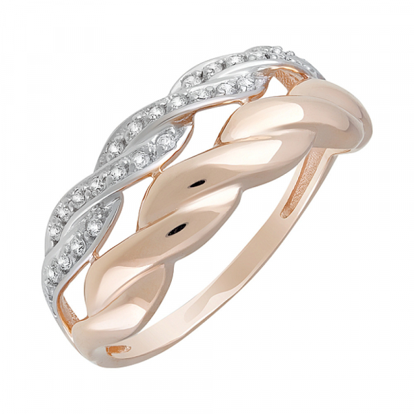 Золотое кольцо с фианитами № 127386