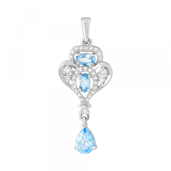 Серебряная подвеска с топазом и фианитом № 126916