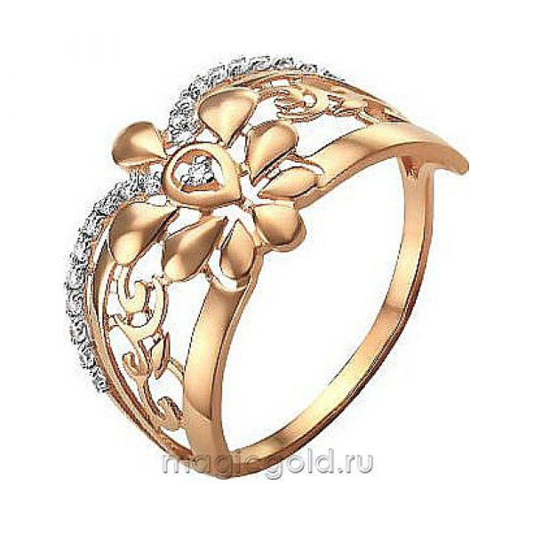 Золотое кольцо с фианитом № 173163