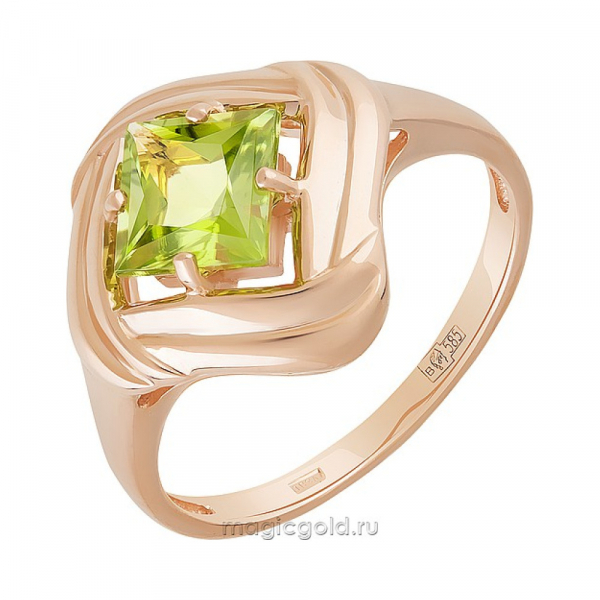 Золотое кольцо с хризолитом № 160522