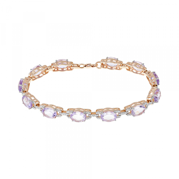 Золотой браслет с аметистом и фианитом № 122956