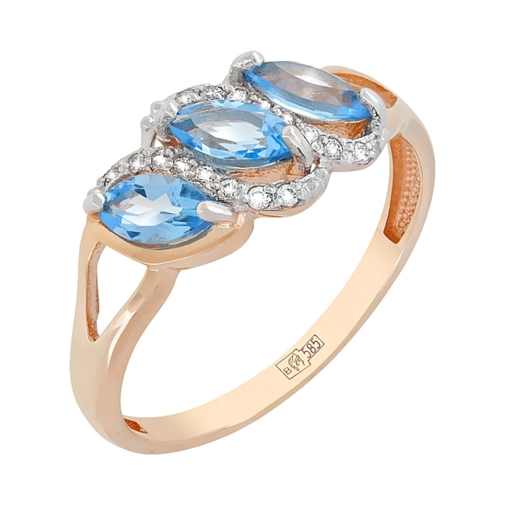 Золотое кольцо с топазом и фианитом № 117964