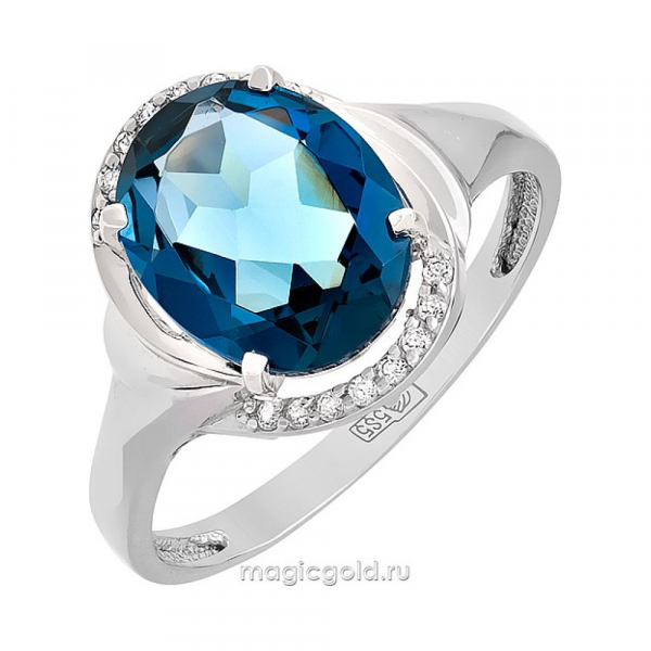 Золотое кольцо с топазом и фианитом № 113341