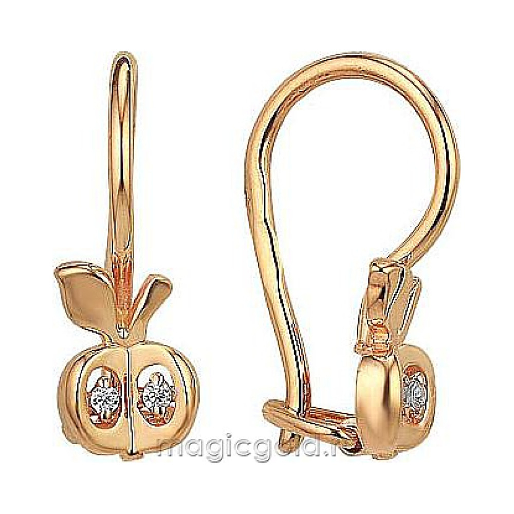 Золотые серьги с фианитом № 173850