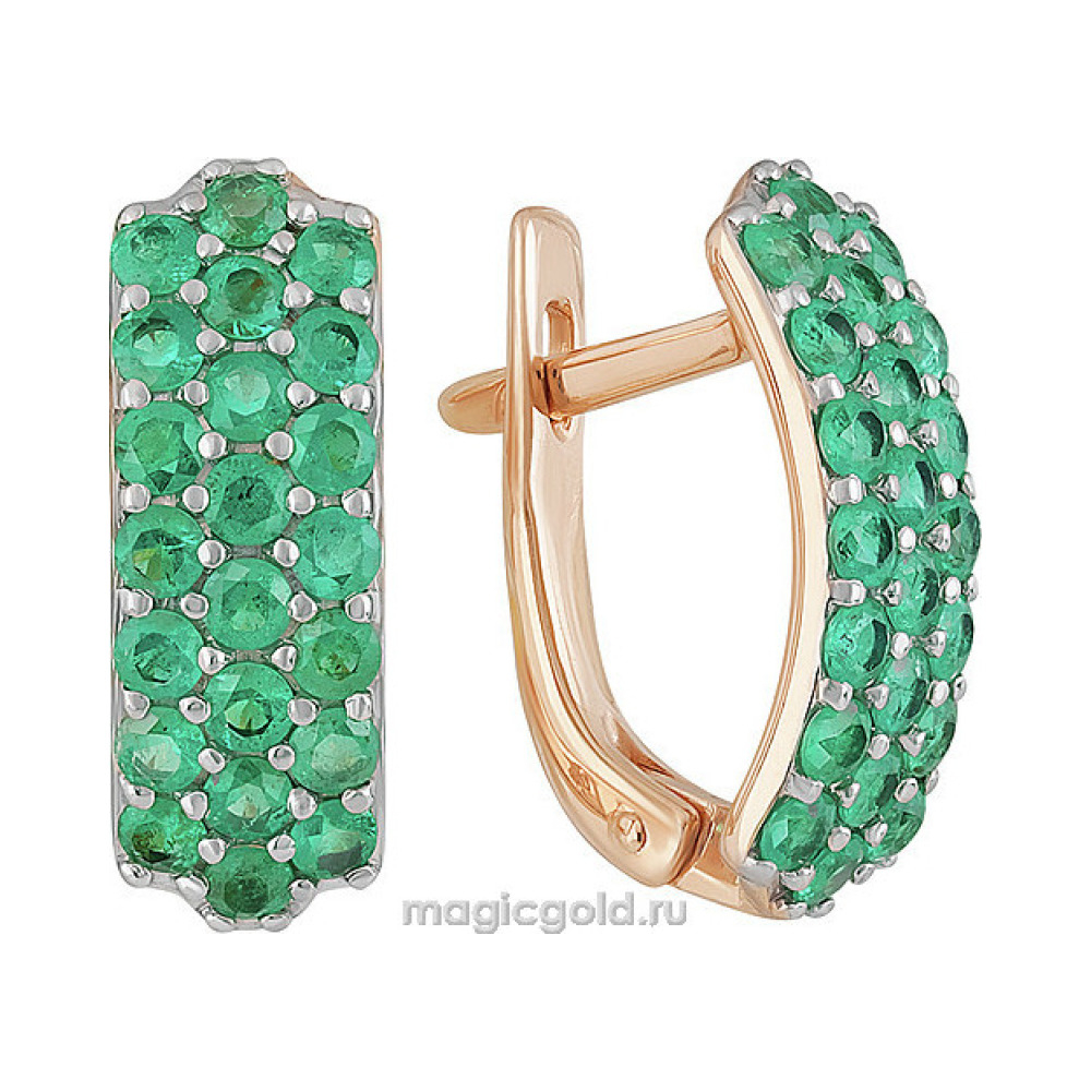 Золотые серьги с изумрудом № 162000