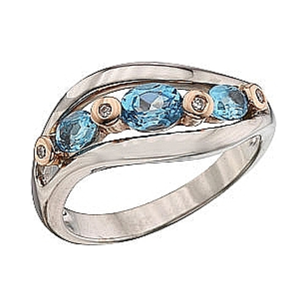 Золотое кольцо с бриллиантом и топазом № 41340