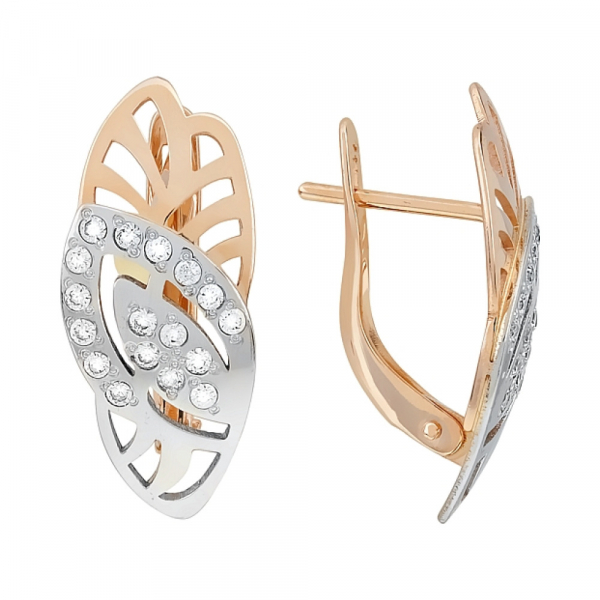 Золотые серьги с фианитами № 116199