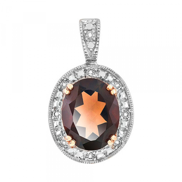 Золотая подвеска с бриллиантом и раухтопазом № 34371