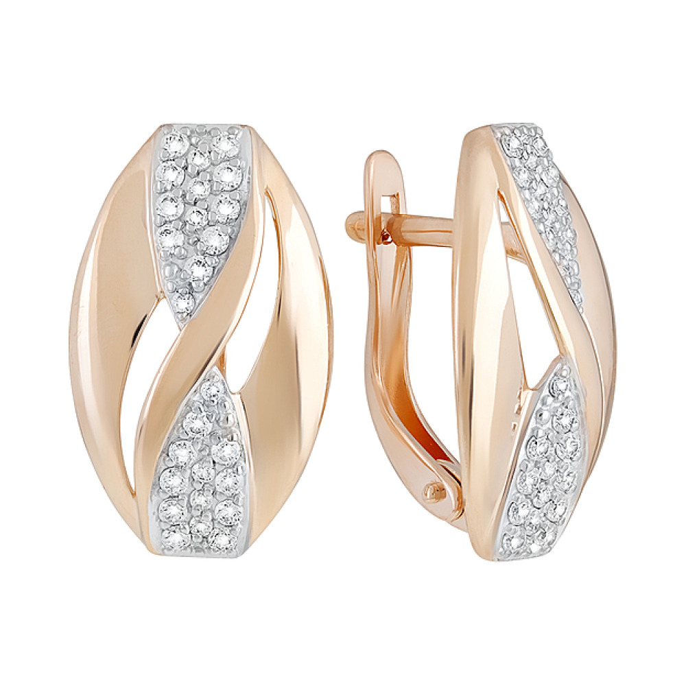 Золотые серьги с фианитами № 129495