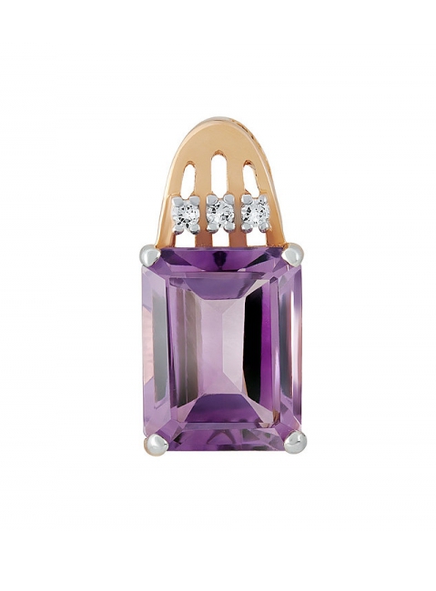 Золотая подвеска с аметистом и фианитом № 131751