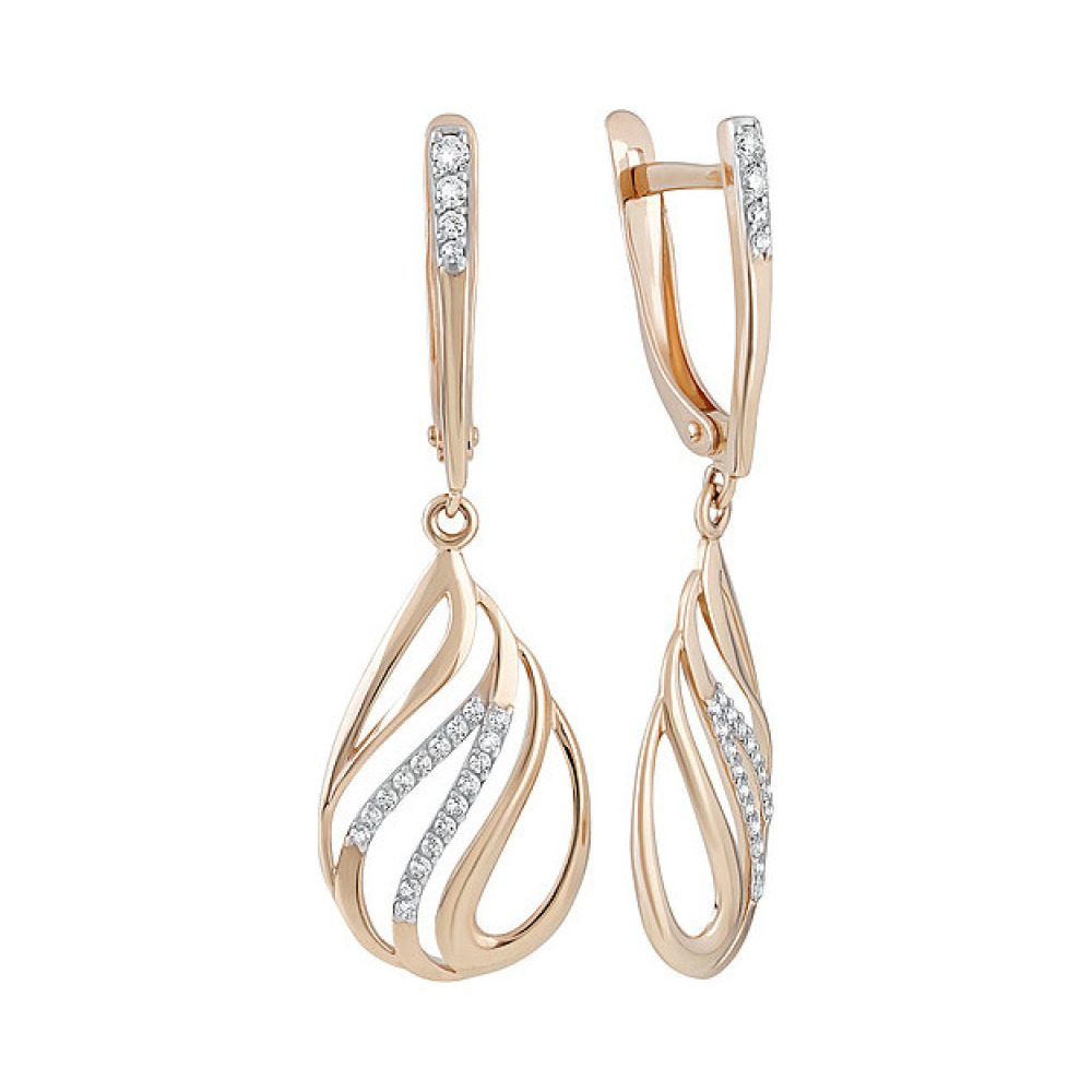 Золотые серьги с фианитом № 135347