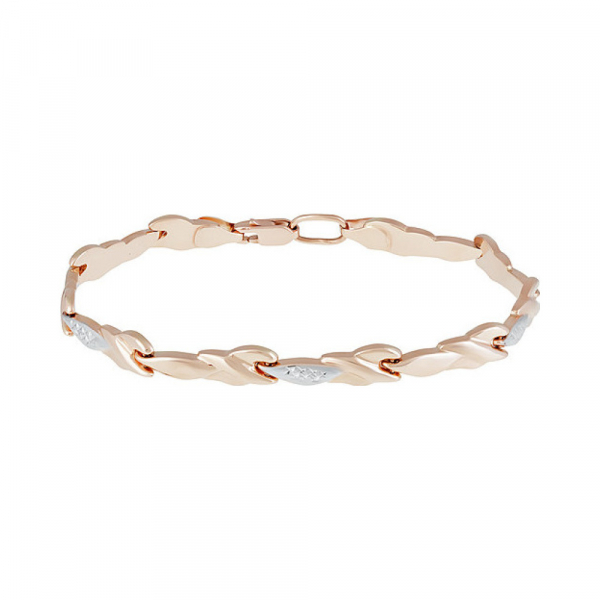 Золотой браслет без камня с алмазкой № 136852