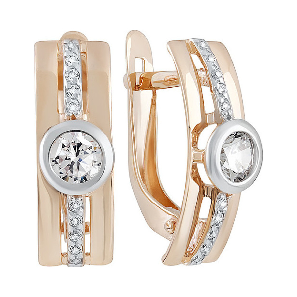 Золотые серьги с фианитом № 135191
