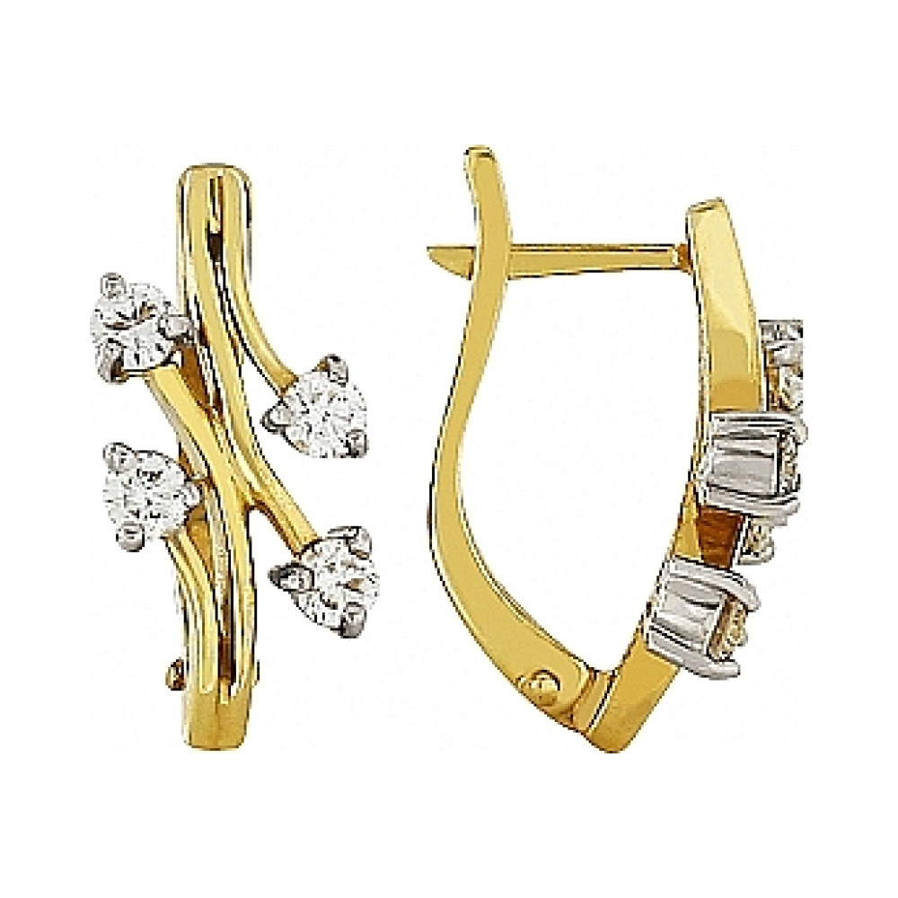 Золотые серьги с бриллиантом № 78470