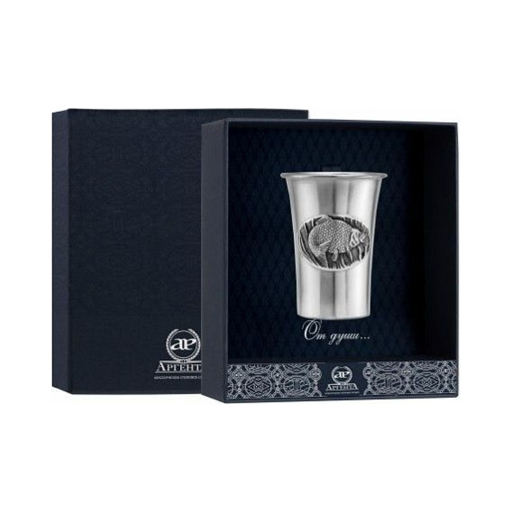 Серебряная стопка "Лещ" с черн.