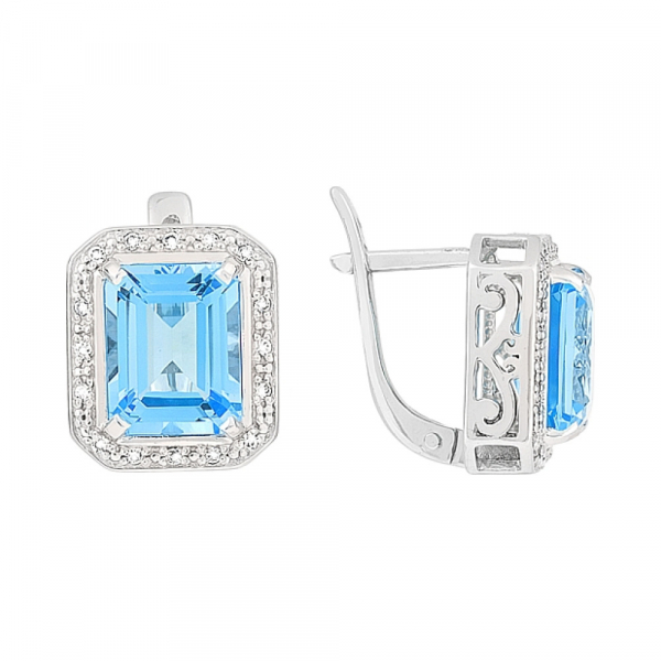 Золотые серьги с топазом и фианитом № 52989