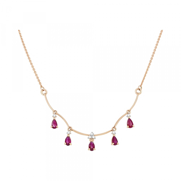 Золотое колье с бриллиантом и рубином № 112607