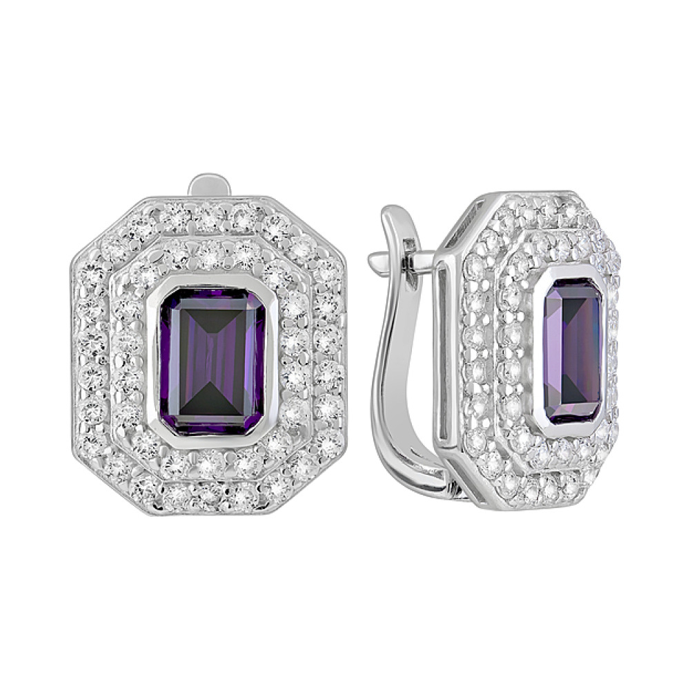Серебряные серьги с фианитами № 127771