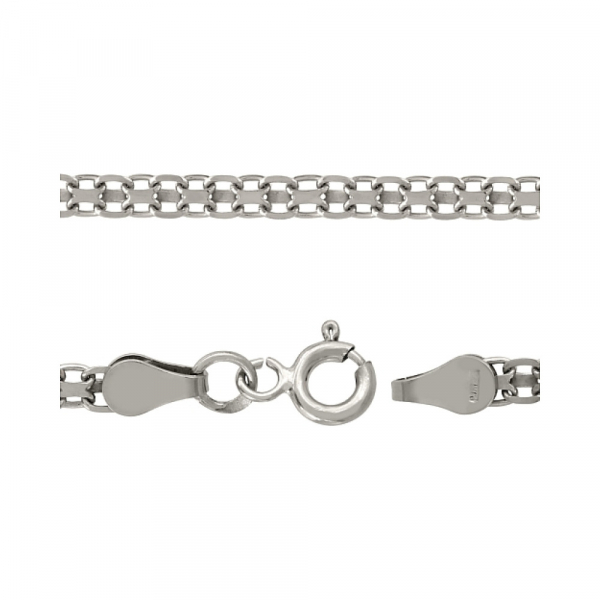 Серебряная цепь бисмарк родированная № 100378