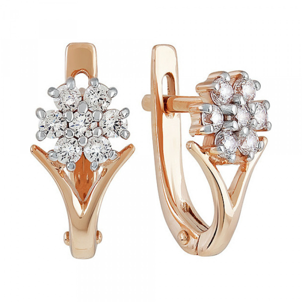 Золотые серьги с фианитом № 134748