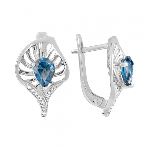 Золотые серьги с топазом и фианитом № 120013