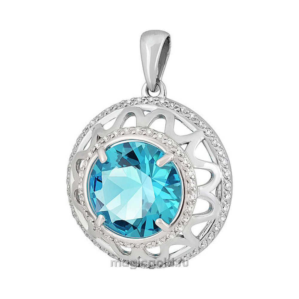 Серебряная подвеска с алпанитом и фианитом № 135039