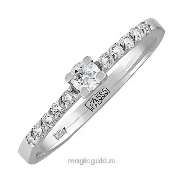 Золотое кольцо с бриллиантом № 128303