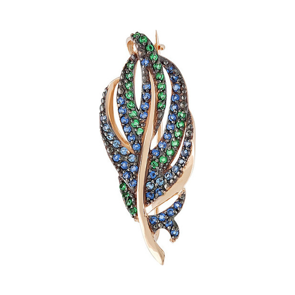 Золотая брошь с фианитами № 135234