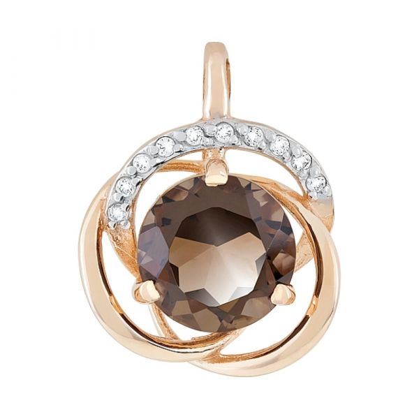 Золотая подвеска с раухтопазом и фианитом № 119014