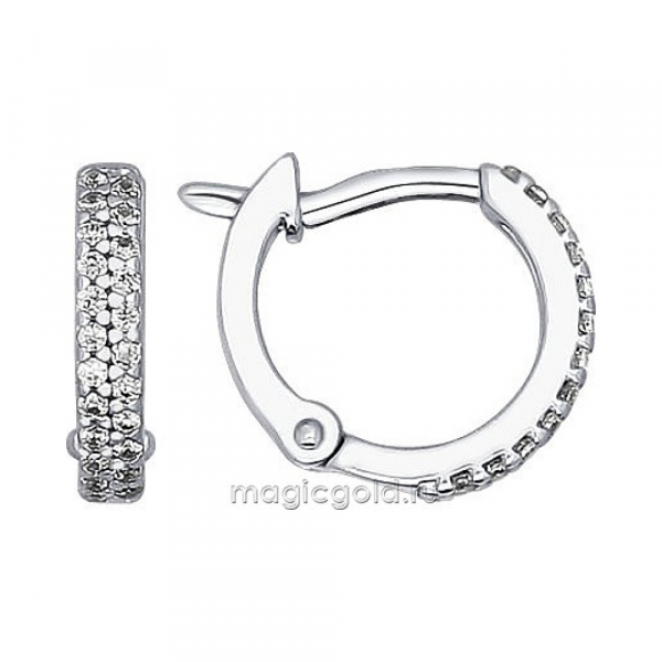 Серебряные серьги с фианитом № 161141