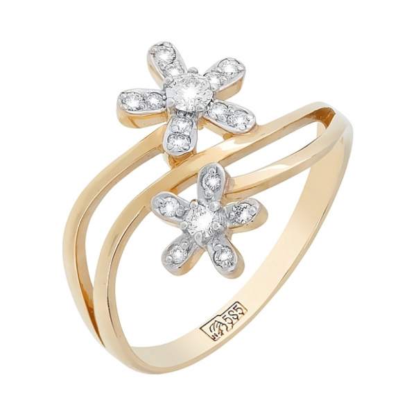 Золотое кольцо с бриллиантом № 77436