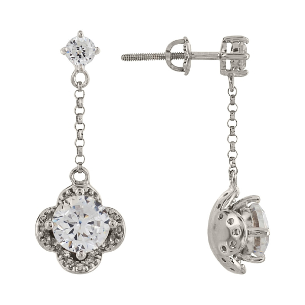 Серебряные серьги с фианитом № 100820