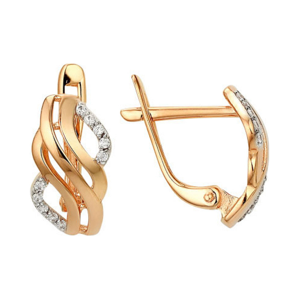 Золотые серьги с фианитом № 140241