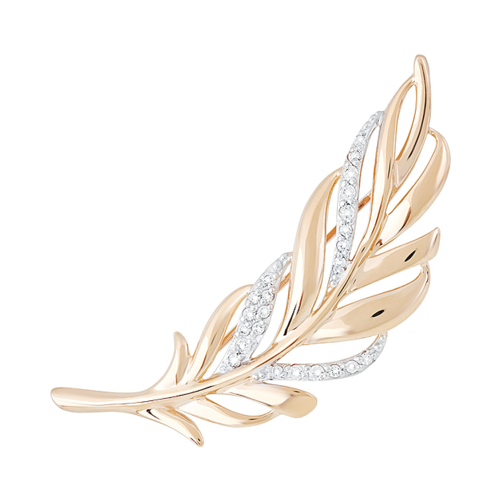 Золотая брошь с фианитами № 130110