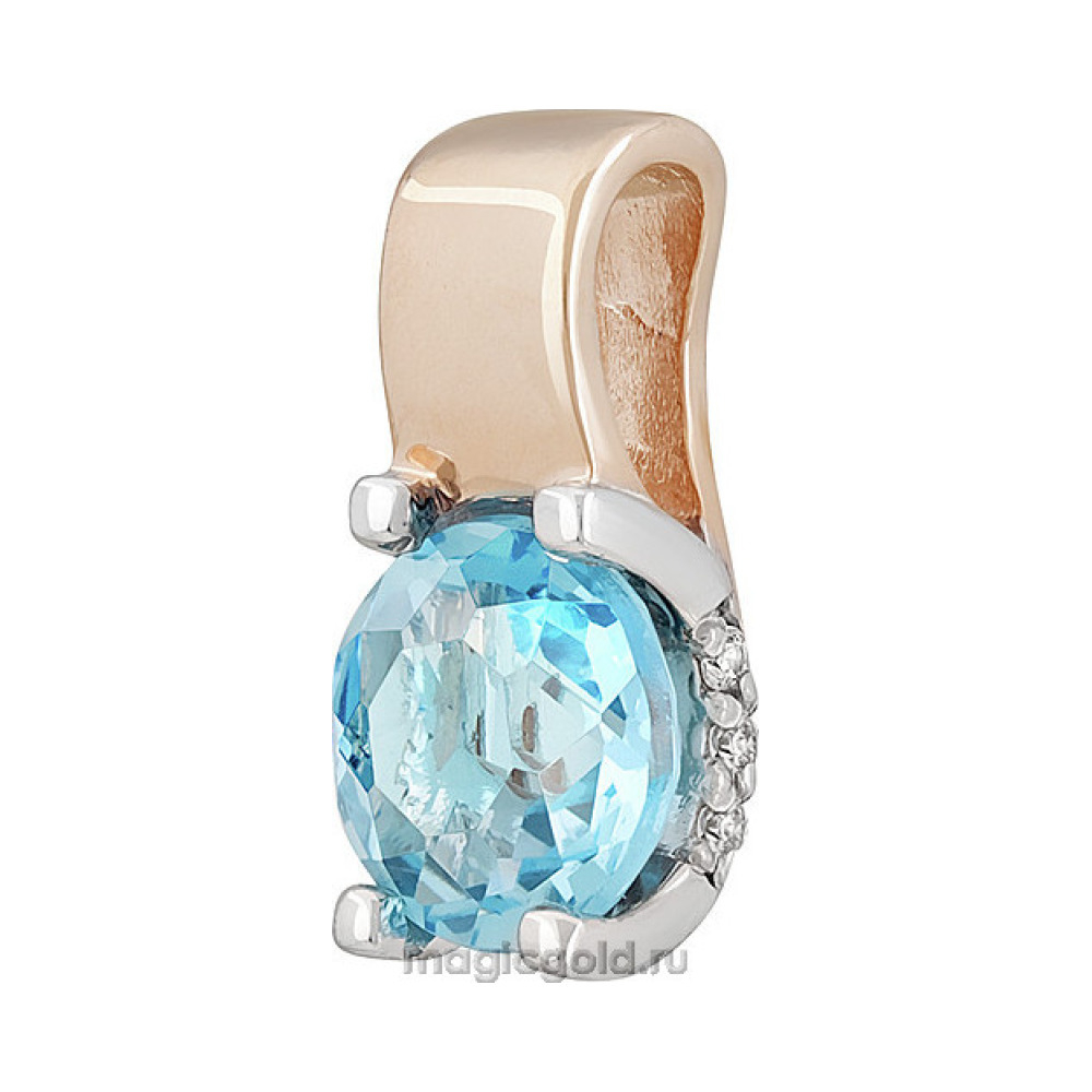 Золотая подвеска с топазом и фианитом № 139253