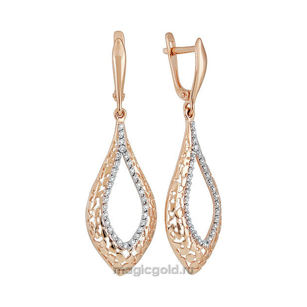 Золотые серьги с фианитом № 138190