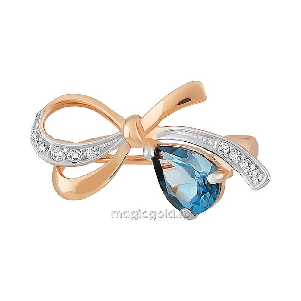 Золотая брошь с топазом и фианитом № 164284