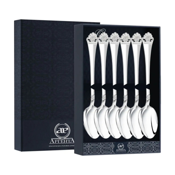 Набор чайных ложек Афина в футляре из серебра 925 пробы