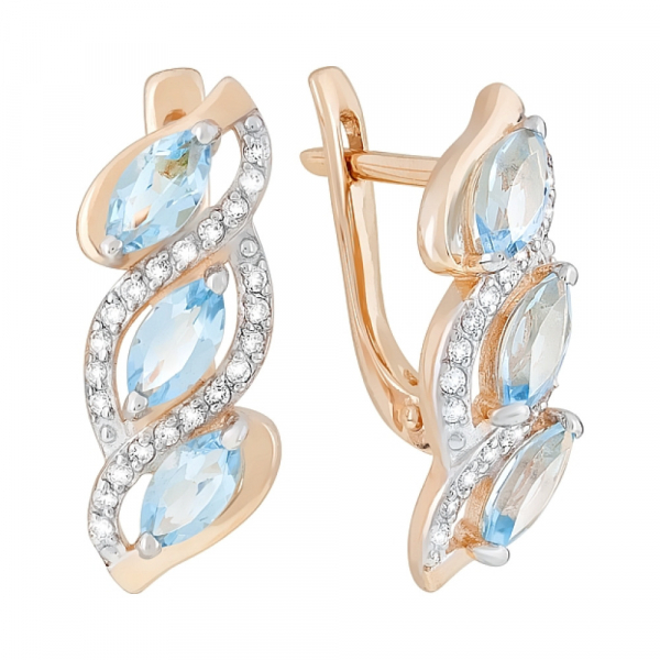 Золотые серьги с топазом и фианитом № 117973