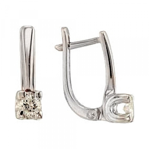 Золотые серьги с бриллиантом № 115324